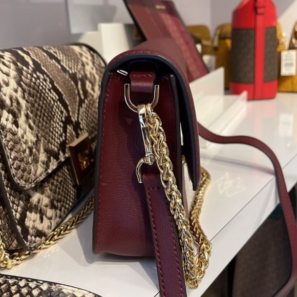 Michael Kors Sonia Medium Leather Shoulder Bag Merlot - Picture 14 of 16